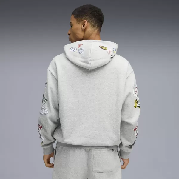  Férfi pulóver PUMA HOOPERHOTLINE PULLOVER HOODIE 63282703 VILÁGOSSZÜRKE HANGA 