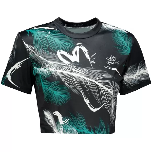  Női prémium crop top ALTISPORT VOJ/ALW001TR07 ČERNÁ/TYRKYSOVÁ FEKETE/TÜRKIZ 