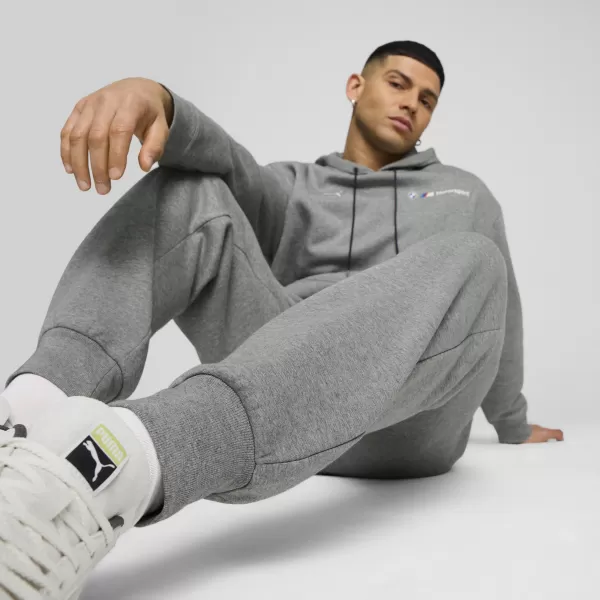  Férfi zeneszámok PUMA BMW MMS ESS+ PANTS FLEECE 62749903 KÖZEPES SZÜRKE HEATHER 