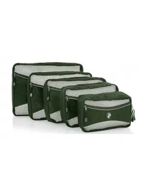 Szervezők halmaza HEYS ECO PACKING CUBE 5PC SET II ZÖLD