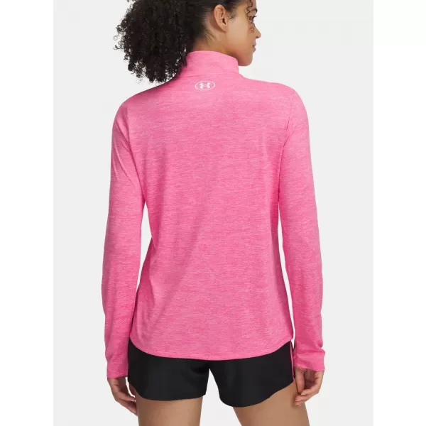  Női póló UNDER ARMOUR TECH 1/2 ZIP- TWIST 1384225-672 RÓZSASZÍN 