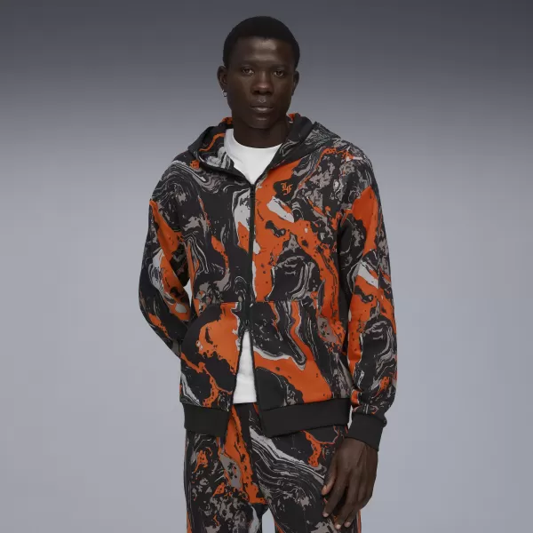  Férfi pulóver PUMA LAFRANCE HEEM ERA FULL ZIP 63247101 NARANCSSÁRGA GLO/AOP 
