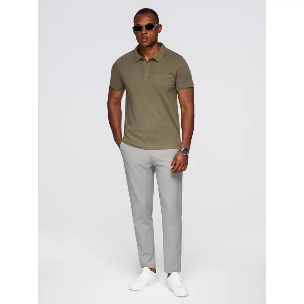  Mens t -phirt gallérral OMBRE OM-POWS-0142 SÖTÉT OLAJBOGYÓ 
