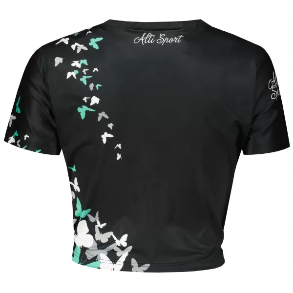  Női funkcionális prémium crop felső ALTISPORT VOJ/ALW022TR07 ČERNÁ/TYRKYSOVÁ FEKETE/TÜRKIZ 