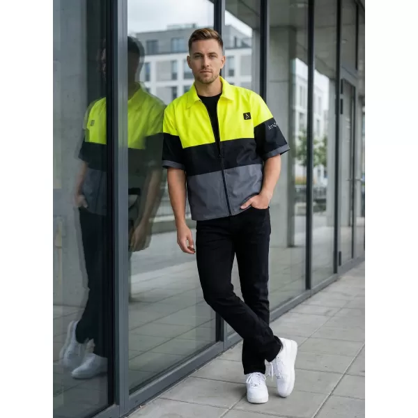  Prémium férfi ing ALTISPORT VOJ/ALM051KOS01 NEON SÁRGA/SZÜRKE 