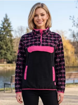 Női polár pulóver ALTISPORT GEMMY FEKETE/RÓZSASZÍN