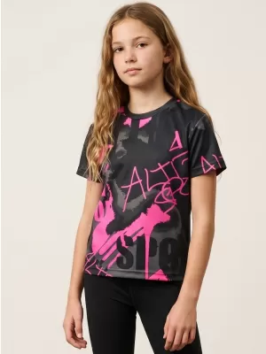 Gyermekfunkciós T -piró prémium ALTISPORT VOJ/ALK076TR01 FEKETE/FLUO RÓZSASZÍN