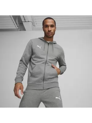 Kabát PUMA TEAMGOAL CASUALS HOODED JACK 658595_33 KÖZEPES SZÜRKE HEATHER/FEHÉR