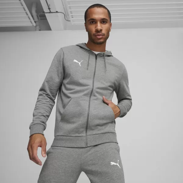  Kabát PUMA TEAMGOAL CASUALS HOODED JACK 658595_33 KÖZEPES SZÜRKE HEATHER/FEHÉR 