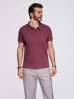 Mens t -phirt gallérral OMBRE OM-POWS-0142 GESZTENYEBARNA