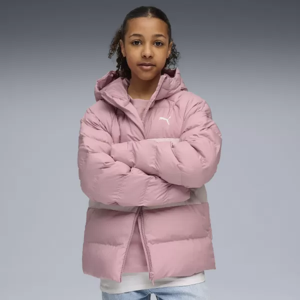  Gyermek dzseki PUMA SYNTHETIC HOODED PUFFER JACKET 68840465 KIEGYENSÚLYOZOTT RÓZSASZÍN 