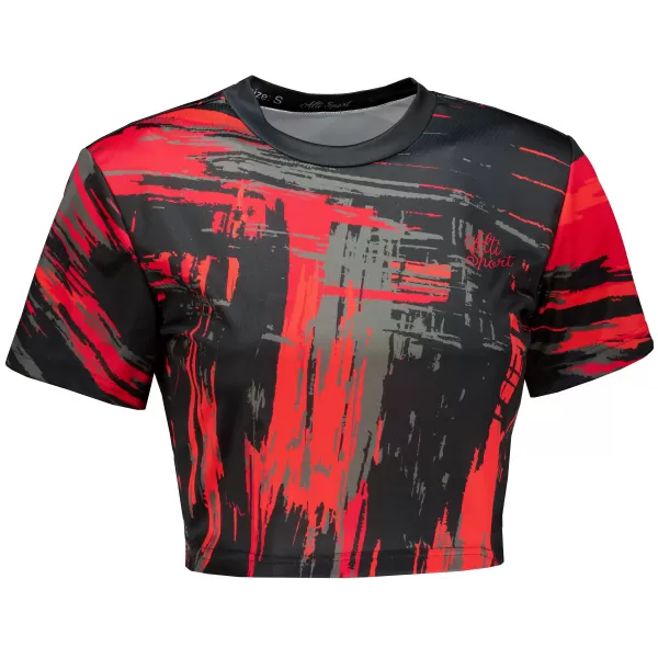  Női prémium crop top ALTISPORT VOJ/ALW010TR07 ČERNOČERVENÁ FEKETE ÉS PIROS 