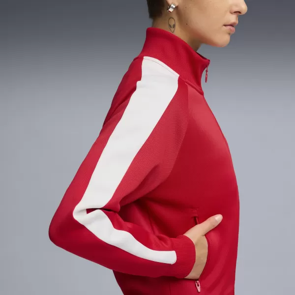  Női pulóver PUMA T7 ALWAYS ON SHORT TRACK JACKET 62979611 MINDIG PIROS 