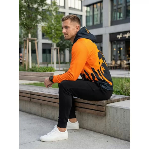  Férfi funkcionális pulóver prémium ALTISPORT VOJ/ALM112MI01 FEKETE-FLUO NARANCS 