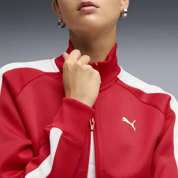  Női pulóver PUMA T7 ALWAYS ON SHORT TRACK JACKET 62979611 MINDIG PIROS 