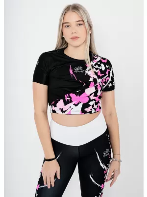 Női funkcionális prémium crop felső ALTISPORT VOJ/ALW022TR07 ČERNORŮŽOVÁ FEKETE RÓZSASZÍN