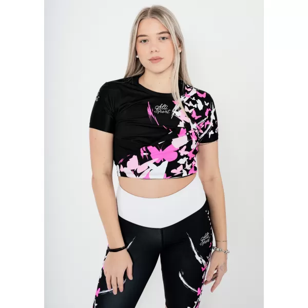  Női funkcionális prémium crop felső ALTISPORT VOJ/ALW022TR07 ČERNORŮŽOVÁ FEKETE RÓZSASZÍN 