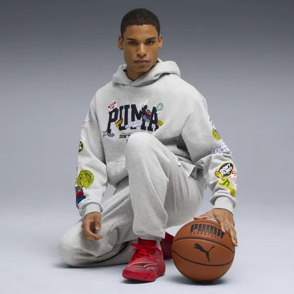  Férfi pulóver PUMA HOOPERHOTLINE PULLOVER HOODIE 63282703 VILÁGOSSZÜRKE HANGA 