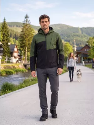 Férfi softshell dzseki ALTISPORT GAN KHAKI/FEKETE