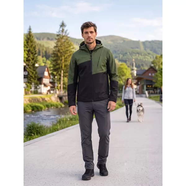  Férfi softshell dzseki ALTISPORT GAN KHAKI/FEKETE 