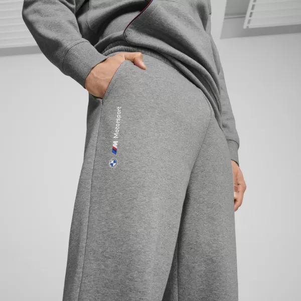  Férfi zeneszámok PUMA BMW MMS ESS+ PANTS FLEECE 62749903 KÖZEPES SZÜRKE HEATHER 