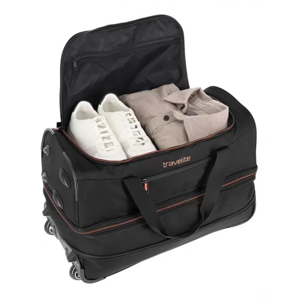  Táska TRAVELITE BASICS WHEELED DUFFLE S FEKETE/NARANCS 
