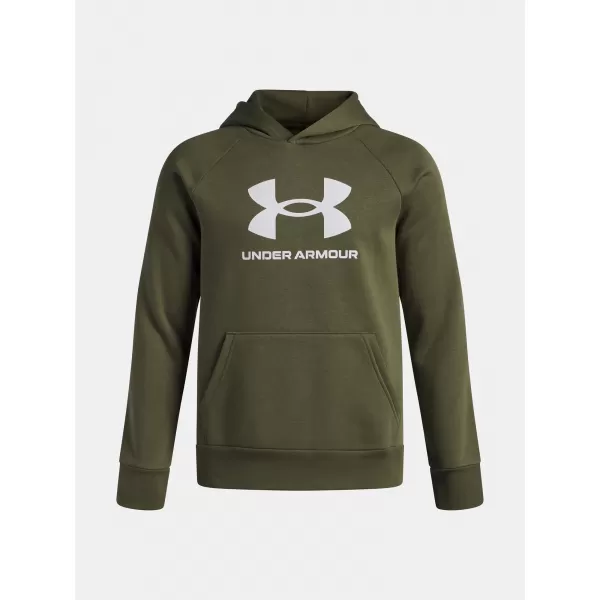  Fiú pulóver UNDER ARMOUR UA RIVAL FLEECE BL HOODIE 1379791-390 ZÖLD 