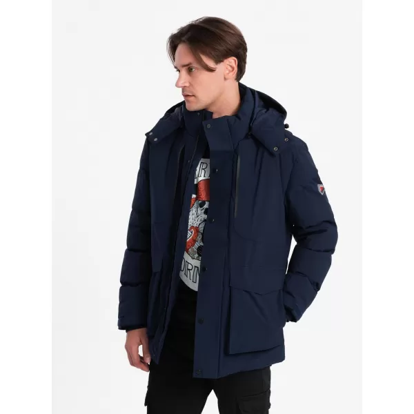  Férfi téli kabát OMBRE OM-JAHP-0306 SÖTÉTKÉK 