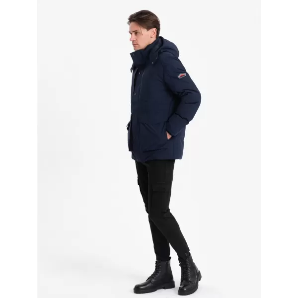  Férfi téli kabát OMBRE OM-JAHP-0306 SÖTÉTKÉK 