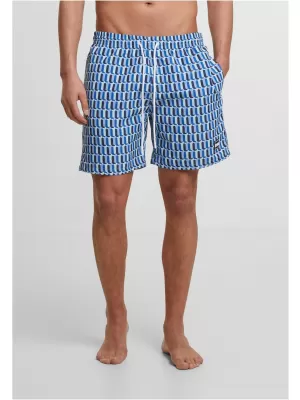 Fürdési rövidnadrág URBAN CLASSICS TB2679 KÉK RETRO MINTÁZAT