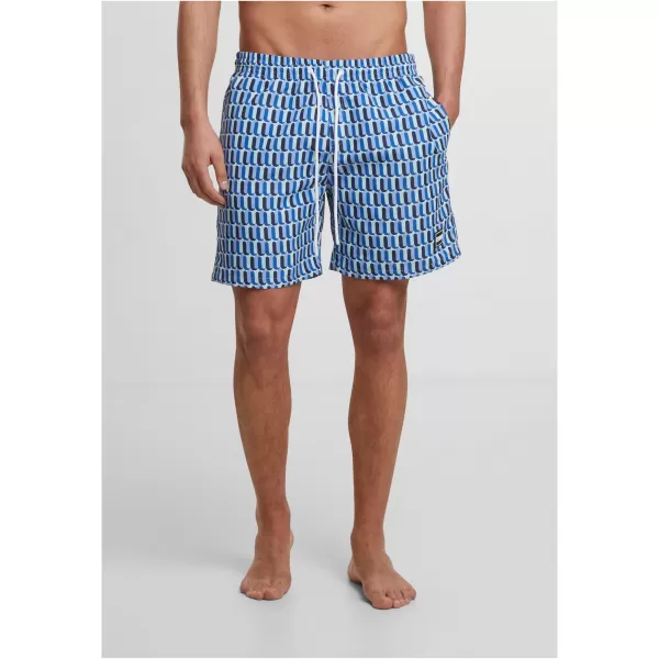  Fürdési rövidnadrág URBAN CLASSICS TB2679 KÉK RETRO MINTÁZAT 