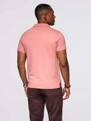 Mens t -phirt gallérral OMBRE OM-POWS-0142 RÓZSASZÍN