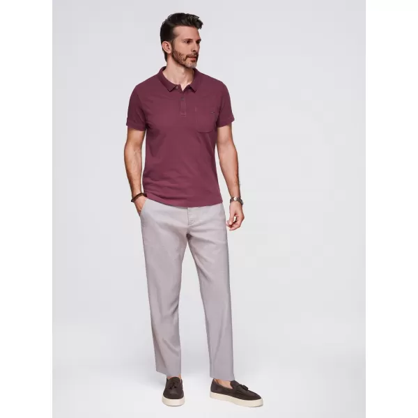  Mens t -phirt gallérral OMBRE OM-POWS-0142 GESZTENYEBARNA 