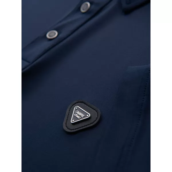  Mens t -phirt gallérral OMBRE OM-POSS-0150 SÖTÉTKÉK 