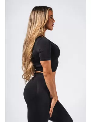 Formázó varrat nélküli crop top FLOW SEAMLESS 499 BLACK Nebbia