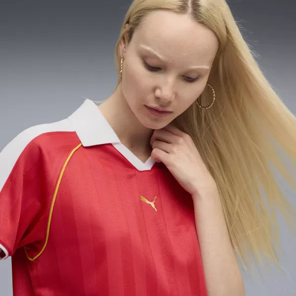  Női mez PUMA T7 RELAXED FOOTBALL JERSEY 63215711 MINDEN IDŐK PIROS 