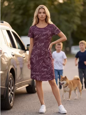 Női hosszabbított póló/prémium ruha ALTISPORT VOJ/ALW084SAT02 RUDÁ BURGUNDIA