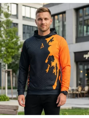 Férfi funkcionális pulóver prémium ALTISPORT VOJ/ALM112MI01 FEKETE-FLUO NARANCS
