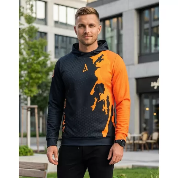 Férfi funkcionális pulóver prémium ALTISPORT VOJ/ALM112MI01 FEKETE-FLUO NARANCS 