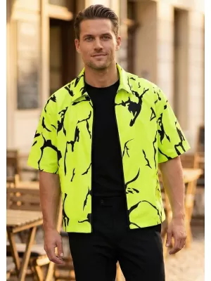 Prémium férfi ing ALTISPORT VOJ/ALM052KOS01 NEON ZÖLD