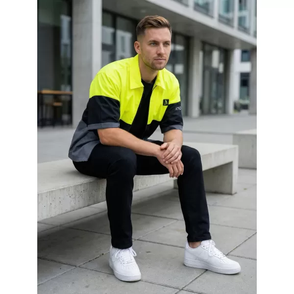  Prémium férfi ing ALTISPORT VOJ/ALM051KOS01 NEON SÁRGA/SZÜRKE 