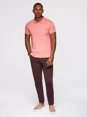 Mens t -phirt gallérral OMBRE OM-POWS-0142 RÓZSASZÍN