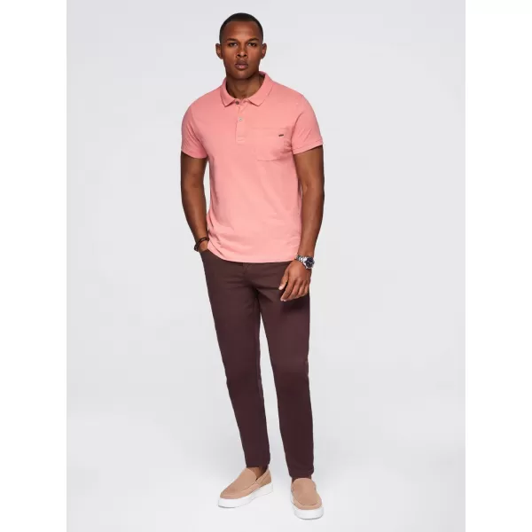  Mens t -phirt gallérral OMBRE OM-POWS-0142 RÓZSASZÍN 