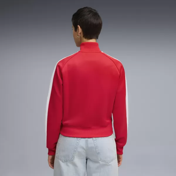  Női pulóver PUMA T7 ALWAYS ON SHORT TRACK JACKET 62979611 MINDIG PIROS 