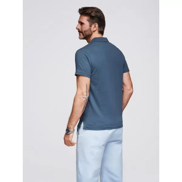  Mens t -phirt gallérral OMBRE OM-POWS-0142 SÖTÉTKÉK 