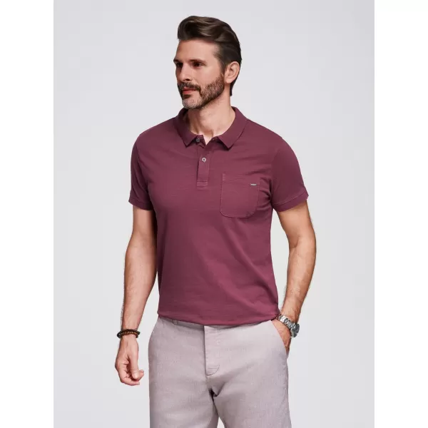  Mens t -phirt gallérral OMBRE OM-POWS-0142 GESZTENYEBARNA 