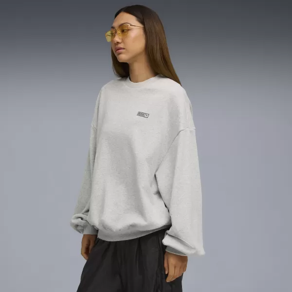  Női pulóver PUMA X ROSÉ OVERSIZED CREW 63380310 LAPOS VILÁGOSSZÜRKE HEATHER 