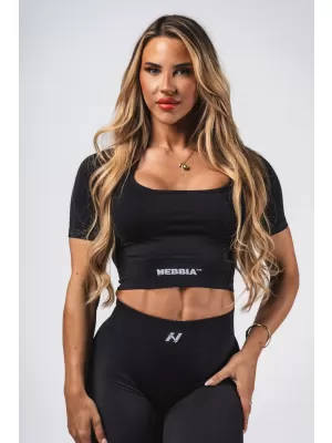 Formázó varrat nélküli crop top FLOW SEAMLESS 499 BLACK Nebbia