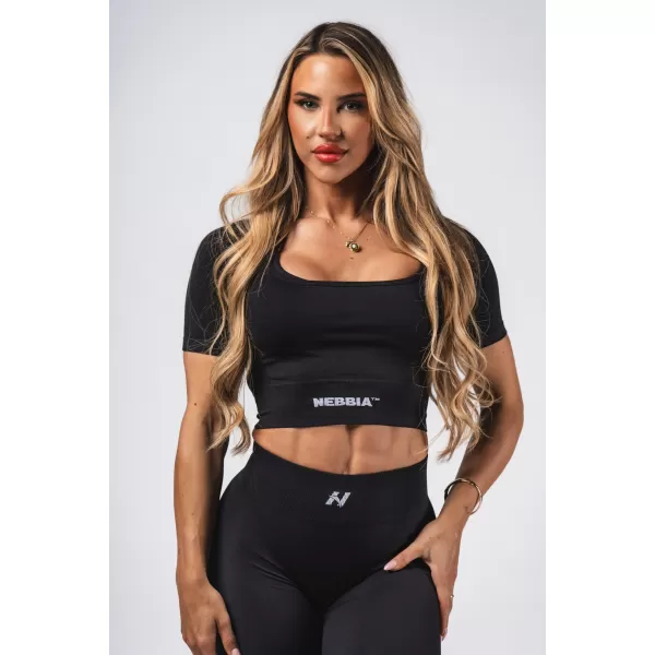 Formázó varrat nélküli crop top FLOW SEAMLESS 499 BLACK Nebbia 