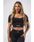 Formázó varrat nélküli crop top FLOW SEAMLESS 499 BLACK Nebbia